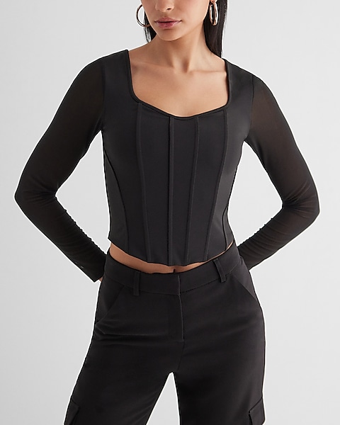 Kaitlyn Mesh Sleeve Corset (Black) – Cleo Centric