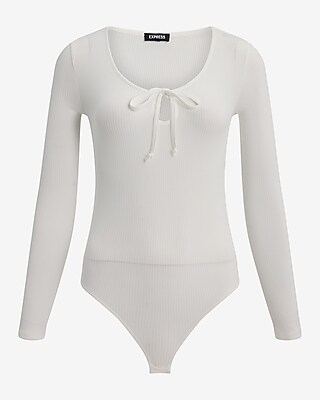 Fitted Ribbed Long Sleeve Tie Front Bodysuit - image 5