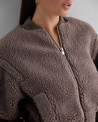 Teddy Cropped Bomber Jacket - image 2