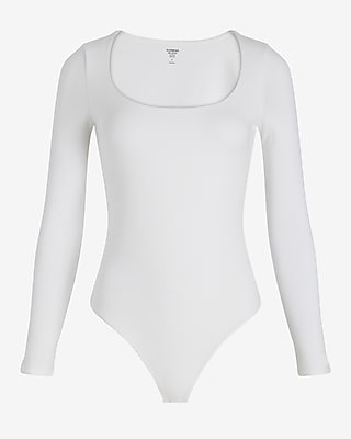Body Contour Stretch Cotton Scoop Neck Long Sleeve Bodysuit