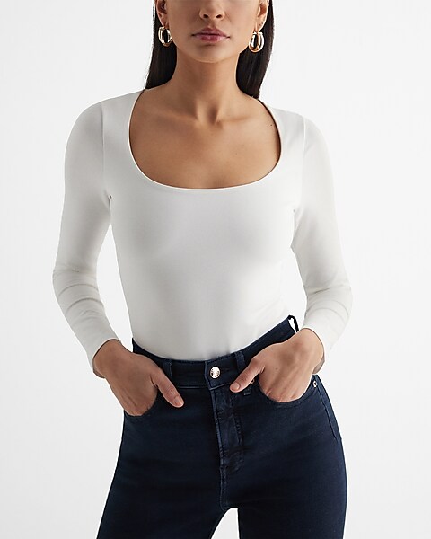 Women's Seamless Body Contour Long Sleeve Bodysuit -One Size Fits