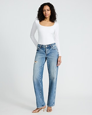 Body Contour Stretch Cotton Scoop Neck Long Sleeve Bodysuit