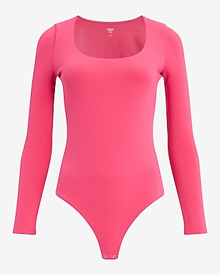 Body Contour Stretch Cotton Scoop Neck Long Sleeve Bodysuit