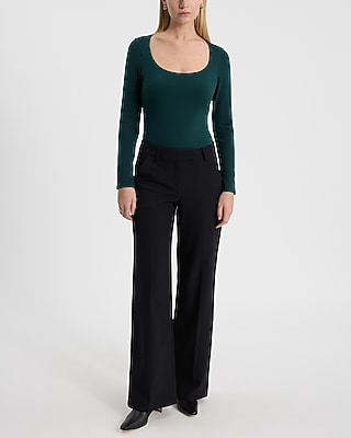 Body Contour Stretch Cotton Scoop Neck Long Sleeve Bodysuit