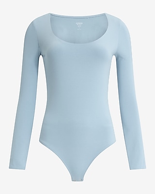 Body Contour Stretch Cotton Scoop Neck Long Sleeve Bodysuit