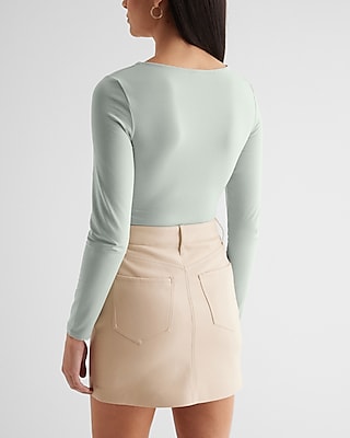 Body Contour Stretch Cotton Scoop Neck Long Sleeve Bodysuit