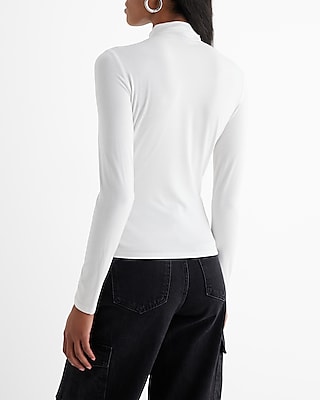 Mock Neck Long Sleeve Front Cutout Tee