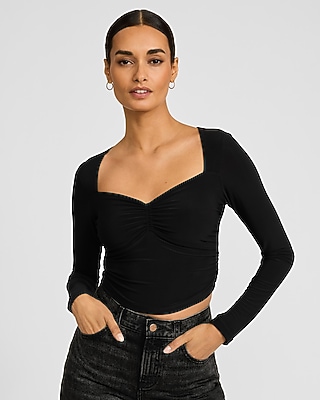 Sweetheart Ruched Long Sleeve Tee