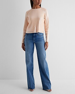 Skimming Sequin Crew Neck Long Sleeve Boxy Tee - image 4