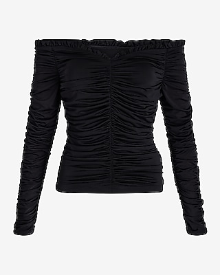 Body Contour Compression Off The Shoulder Ruched Tee