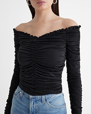 Body Contour Compression Off The Shoulder Ruched Tee
