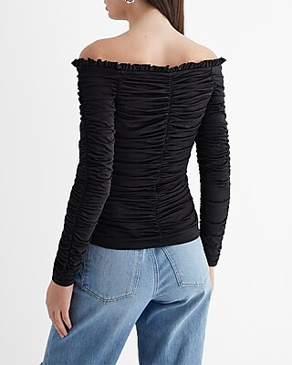 Body Contour Compression Off The Shoulder Ruched Tee