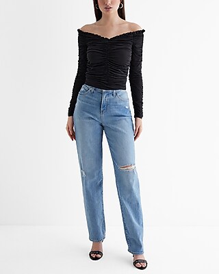 Body Contour Compression Off The Shoulder Ruched Tee