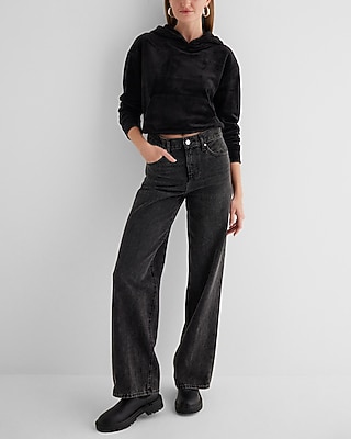 Velour Crew Neck Relaxed Sweatshirt