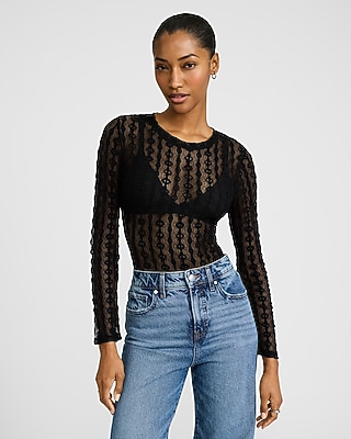 Lace Crew Neck Long Sleeve Bodysuit - image 2