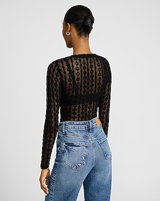 Lace Crew Neck Long Sleeve Bodysuit - image 3