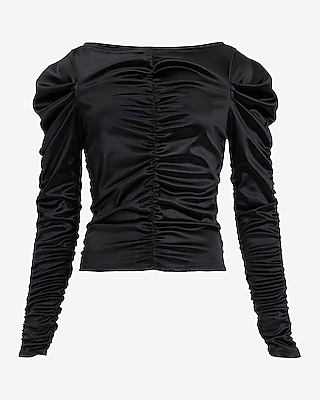 Satin Ruched Long Sleeve Tee - image 4