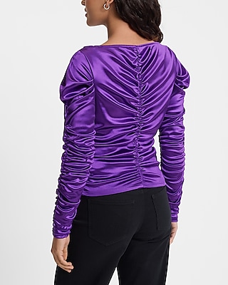 Satin Ruched Long Sleeve Tee