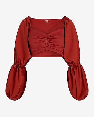 Body Contour High Compression Ribbed Puff Sleeve Cropped Top