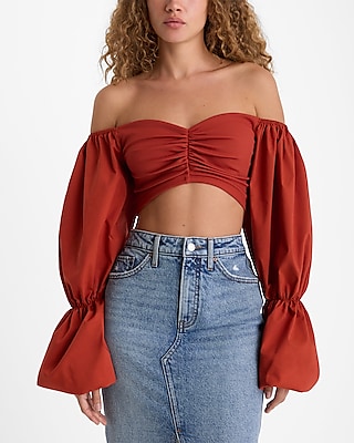 Body Contour High Compression Ribbed Puff Sleeve Cropped Top