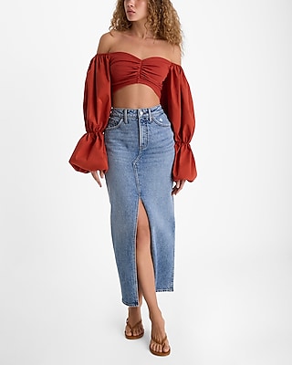 Body Contour High Compression Ribbed Puff Sleeve Cropped Top