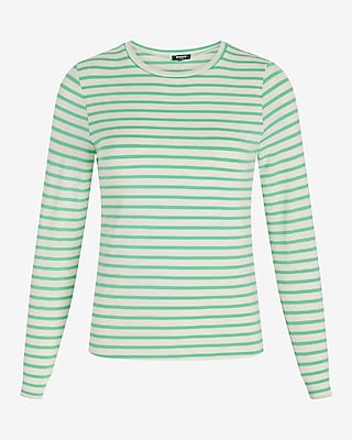 EX LS FITTED TAILORED CREW TEE STRIPE 8611076:STRIPE-BLUE:XL
