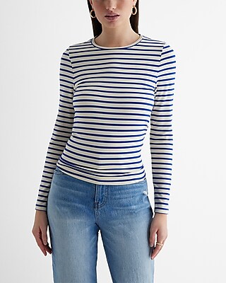 blue and white striped long sleeve t shirt