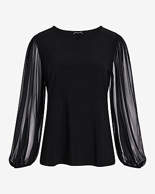 sheer balloon sleeve top