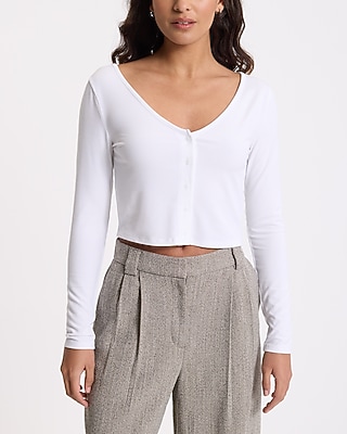 Ribbed V-Neck Cropped Cardigan