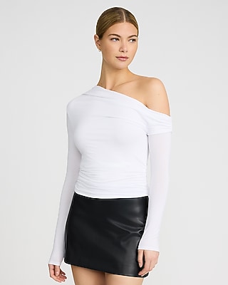 Crepe Off The Shoulder Short Sleeve Sweater | Express