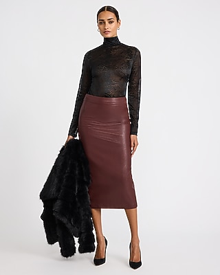 Snakeskin Printed Lace Mock Neck Long Sleeve Top