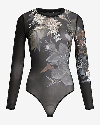 Floral Mesh Long Sleeve Bodysuit