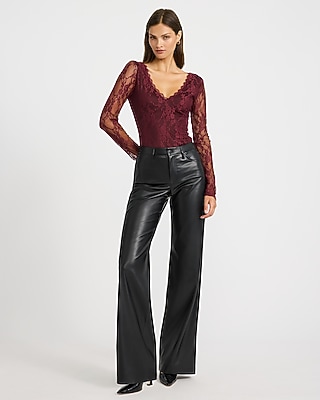 Floral Lace V-Neck Long Sleeve Bodysuit - thumbnail 4