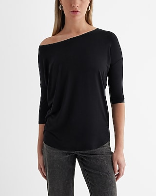 Relaxed Off The Shoulder Three Quarter Sleeve London Tee
