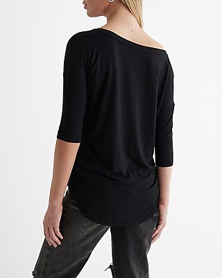 Relaxed Off The Shoulder Three Quarter Sleeve London Tee