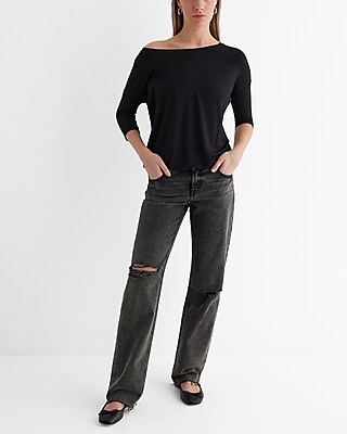 Relaxed Off The Shoulder Three Quarter Sleeve London Tee