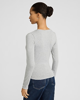 Gold Hardware V-Neck Long Sleeve Tee