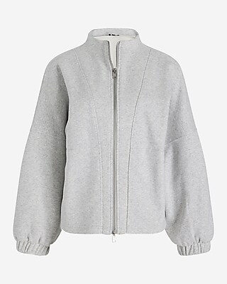 Mock Neck Zip Up Fleece Sweatshirt | Express