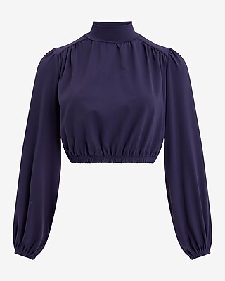 Mock Neck Long Sleeve Cropped Top