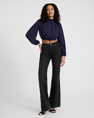 Mock Neck Long Sleeve Cropped Top
