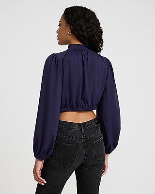 Mock Neck Long Sleeve Cropped Top