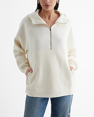 Quarter Zip Oversized Fleece Hoodie | Express