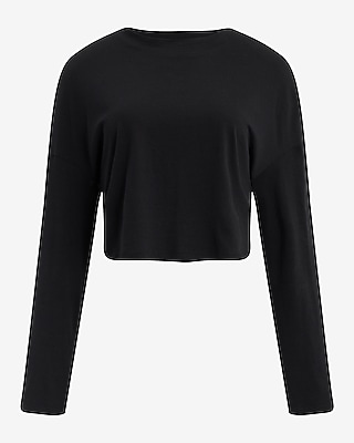 Crew Neck Long Sleeve Cropped Boyfriend Tee