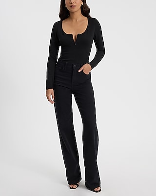 Body Contour Luxe Lounge Long Sleeve Zip Scoop Neck Bodysuit