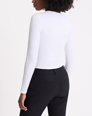 Body Contour Stretch Cotton Cutout Cropped Tee - image 2