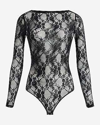 Sheer Lace Long Sleeve Bodysuit