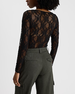 Sheer Lace Long Sleeve Bodysuit