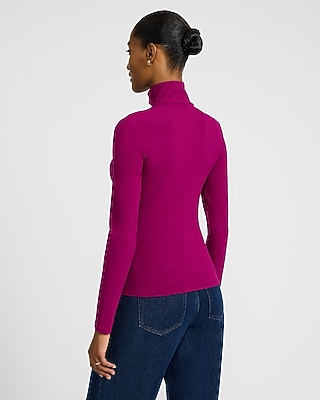Fitted Ribbed Mock Neck Long Sleeve Tee