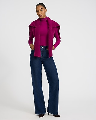 Fitted Ribbed Mock Neck Long Sleeve Tee