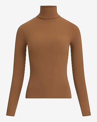 Fitted Ribbed Mock Neck Long Sleeve Tee